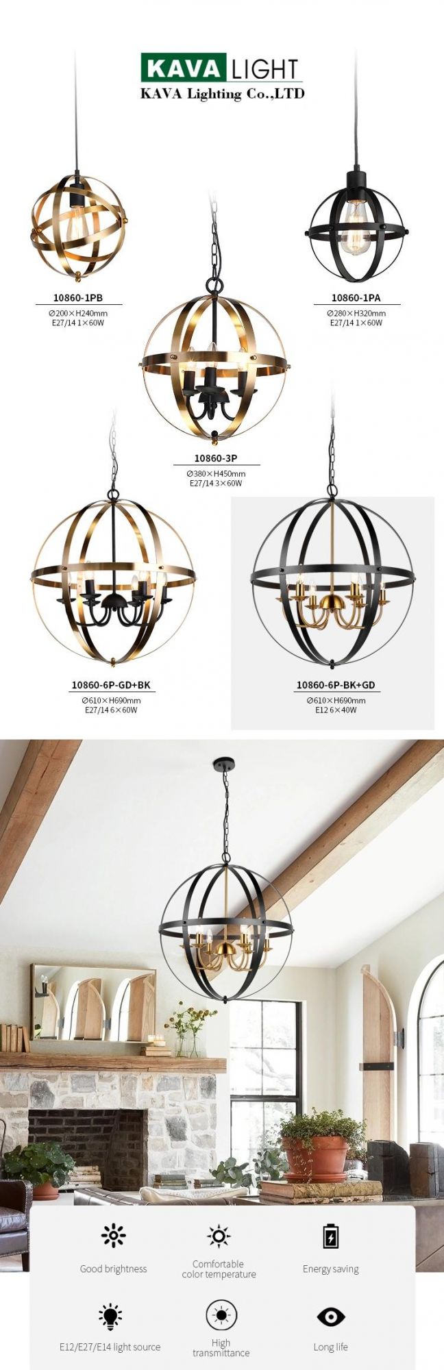 Industrial Style Gold 4 Heads Hanging Light for Dining Living Room DIY Ceiling Pendant Light