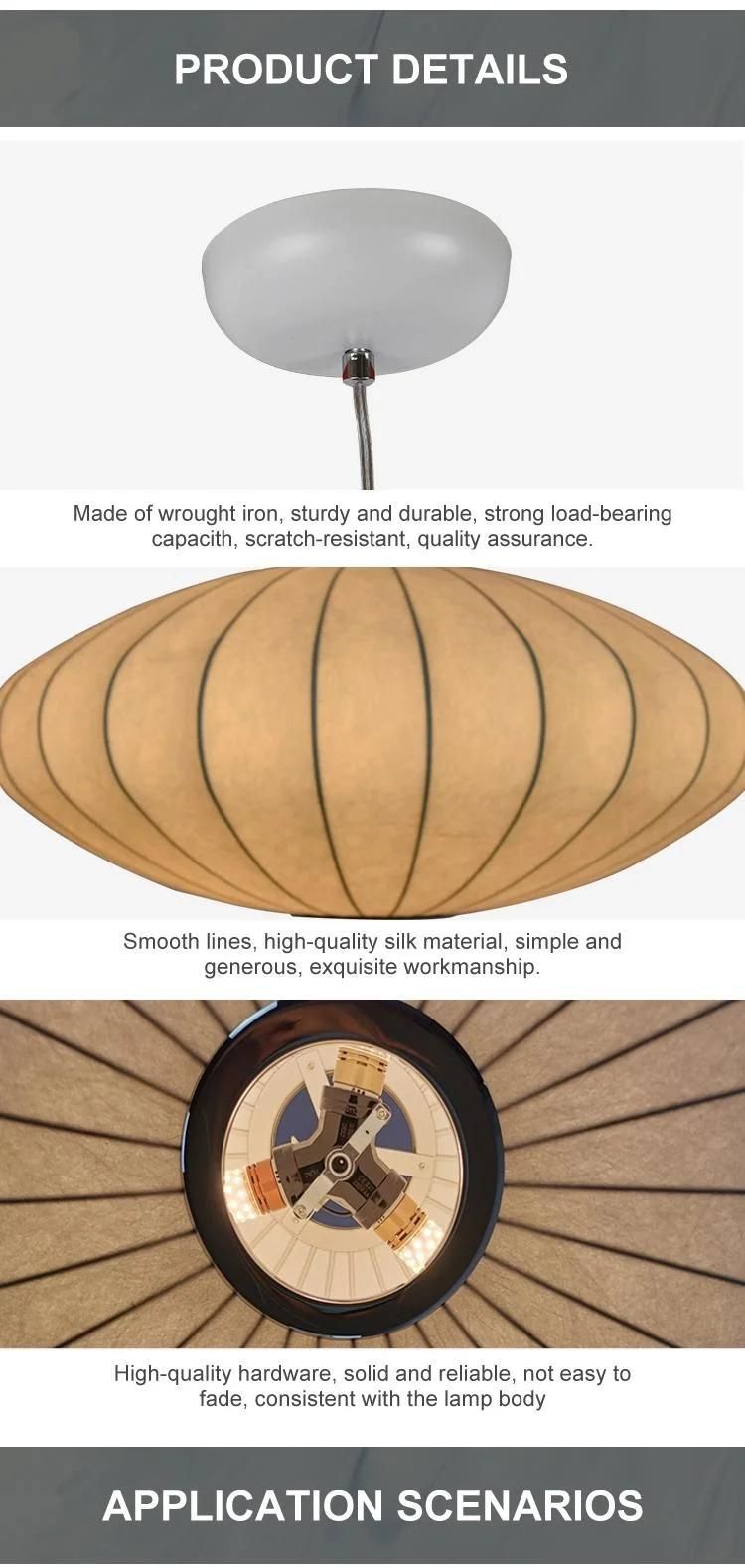 Japanese Style Restaurant Lighting Indoor LED Ceiling Lamp Single Oval Silk Ceramic Kitchen Cage Horizontal Pendant Lights