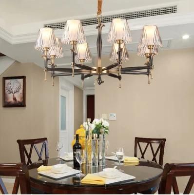 American Style Luminaire Bronze Lighting LED 8 Light Pendant Chandelier