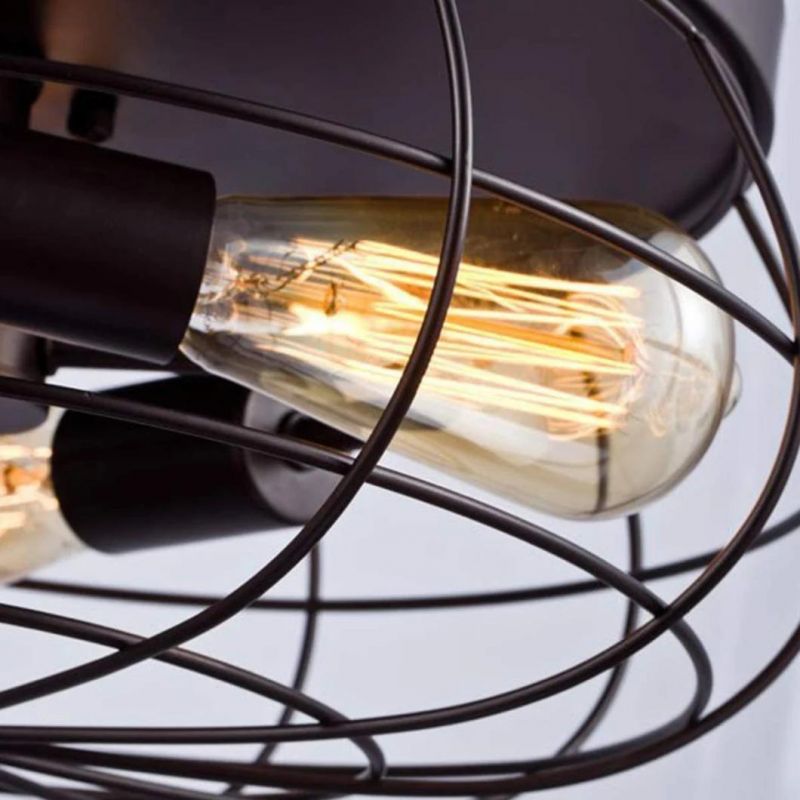Industrial Retro Metal Cage Ceiling Light Semi Flush Moun Lamp Fixture Farmhouse Hallway Vintage Ceiling Lamp (WH-LA-35)