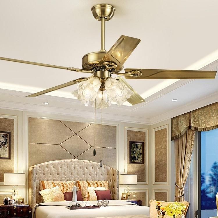 Fan Ceiling with Light Living Room Antique Dining Room Fans Ceiling Light 52inch Ceiling Fan European-Style Living Room Bedroom Lamp