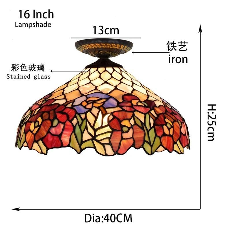 European Countryside Vintage Tiffany Multi-Color Glass Restaurant Bedroom Industrial Lighting Rustic Lamp (WH-TA-27)
