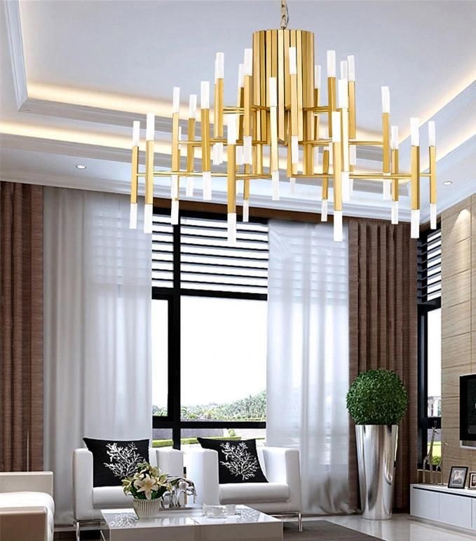 Gold Metal Lamp LED Modern Big Projector Chandelier