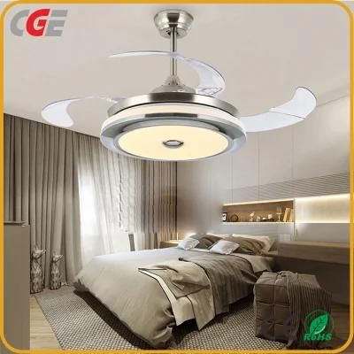 New Designer Ceiling Cans Modern with Light Remote Control Retractable Bladeless Electric Air Cooling Fan with Lamp