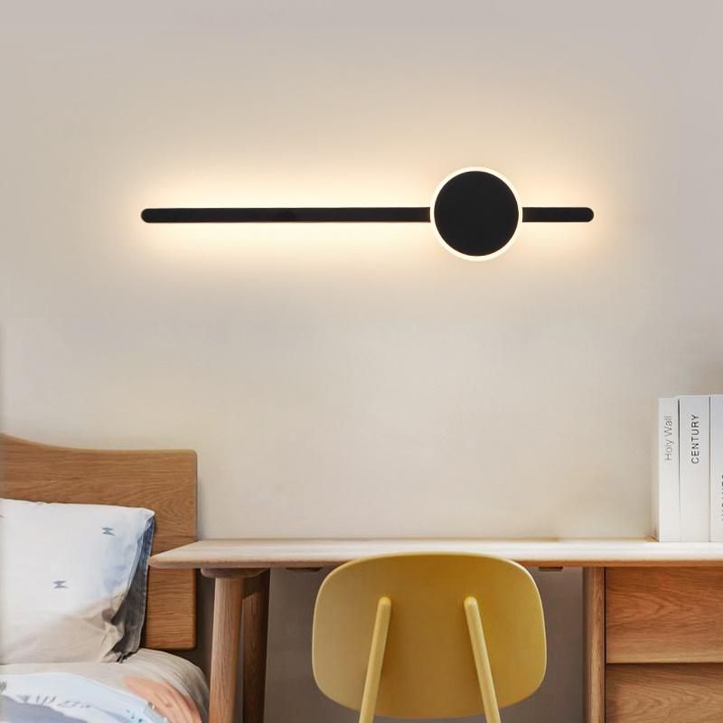 Nordic Simple Design Linear Black LED Wall Light for Hotel