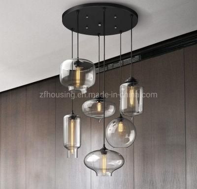 Modern Multi Shape Clear Glass Chandelier LED Hanging Lamp Pendant Lighting for Restaurant Zf-Cl-094