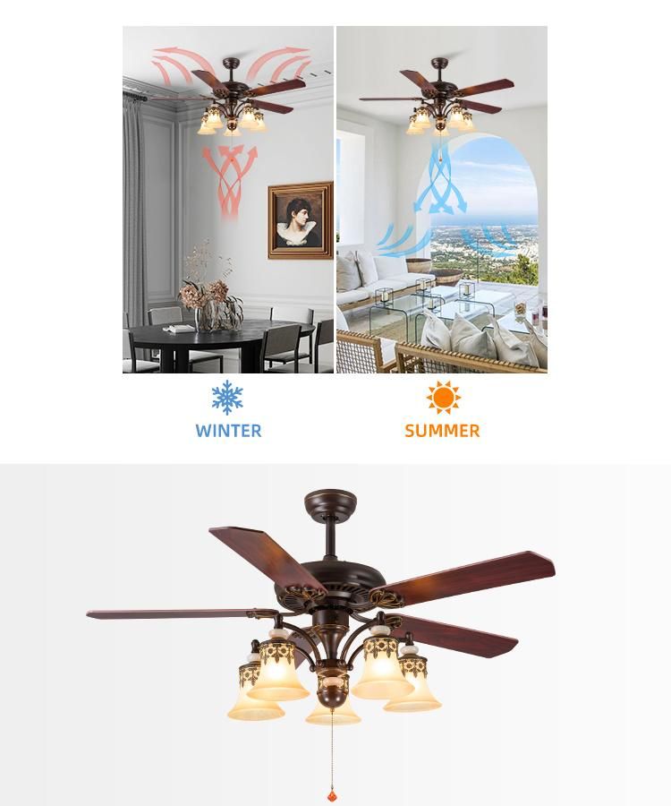 Decoration 52inch 5blades Diningroom Ceiling Fans with Remote Control Ceiling Fan with Light