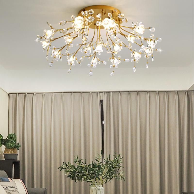 Crystal Living Room Lamp Dining Room Bedroom LED Round Lamp Simple Creative Ceiling Light