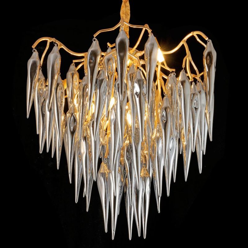 2022 Postmodern Elegant Light Luxury Living Room Dining Room Villa Golden Aluminum Crystal Chandelier