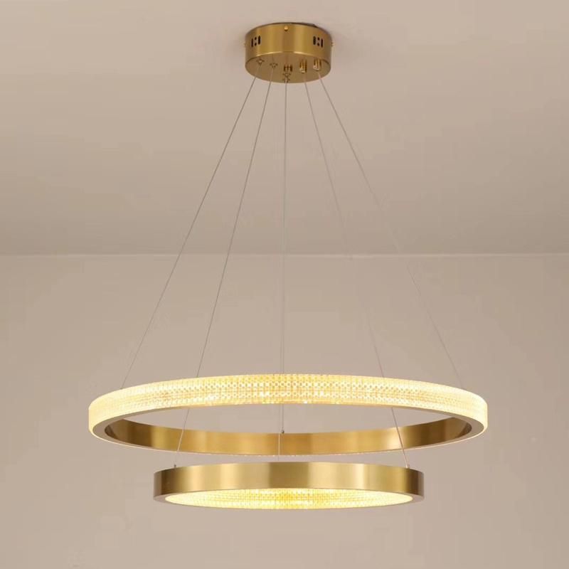 Indoor Modern Nordic Acrylic Circular LED Ring Gold Pendant Lamp Chandeliers Hanging Lights