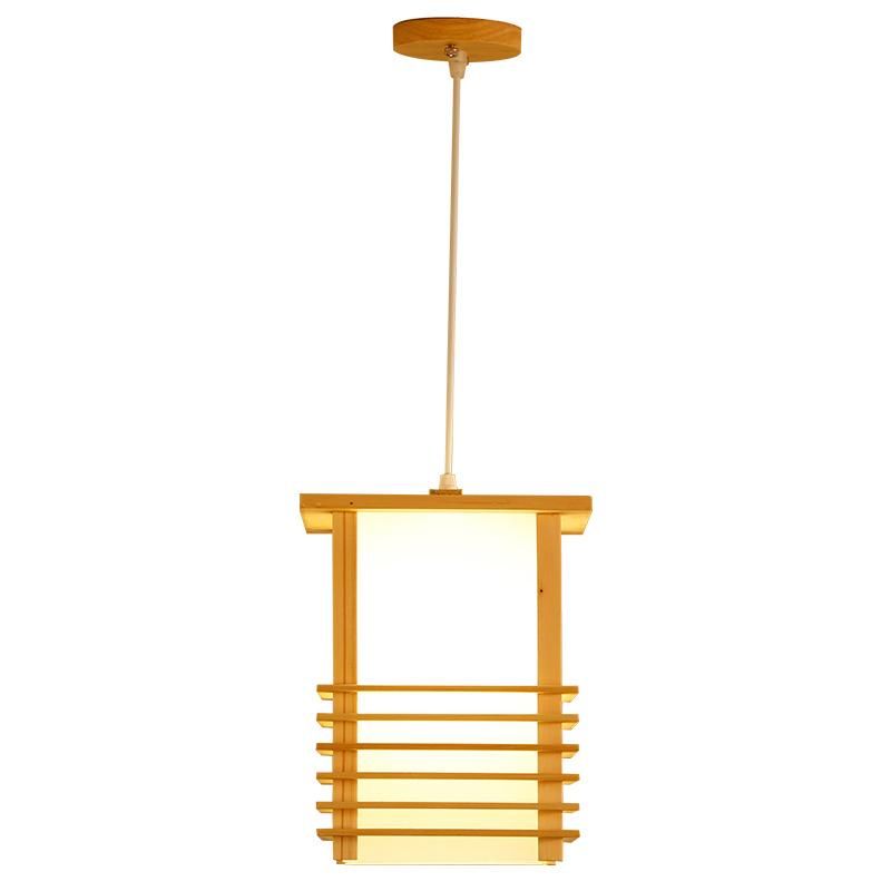 Traditional Wooden Lantern Design Chandelier Dining Asian Style Pendant Lamp