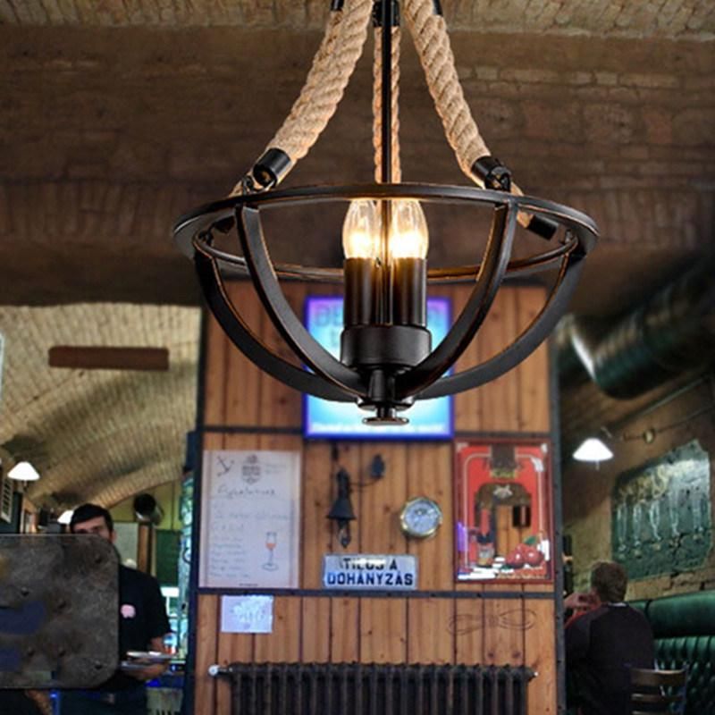 Vintage Loft Hemp Rope Pendant Lamp Restaurant Cafe Light Salon Industrial Pendent Lamp (WH-VP-117)