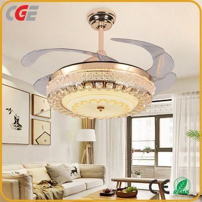 52 Inch 4 ABS Blades Fashion Simple Decorative Lighting Fan Lamp Remote Control Luxury Ceiling Fan with LED Light Manufacturer