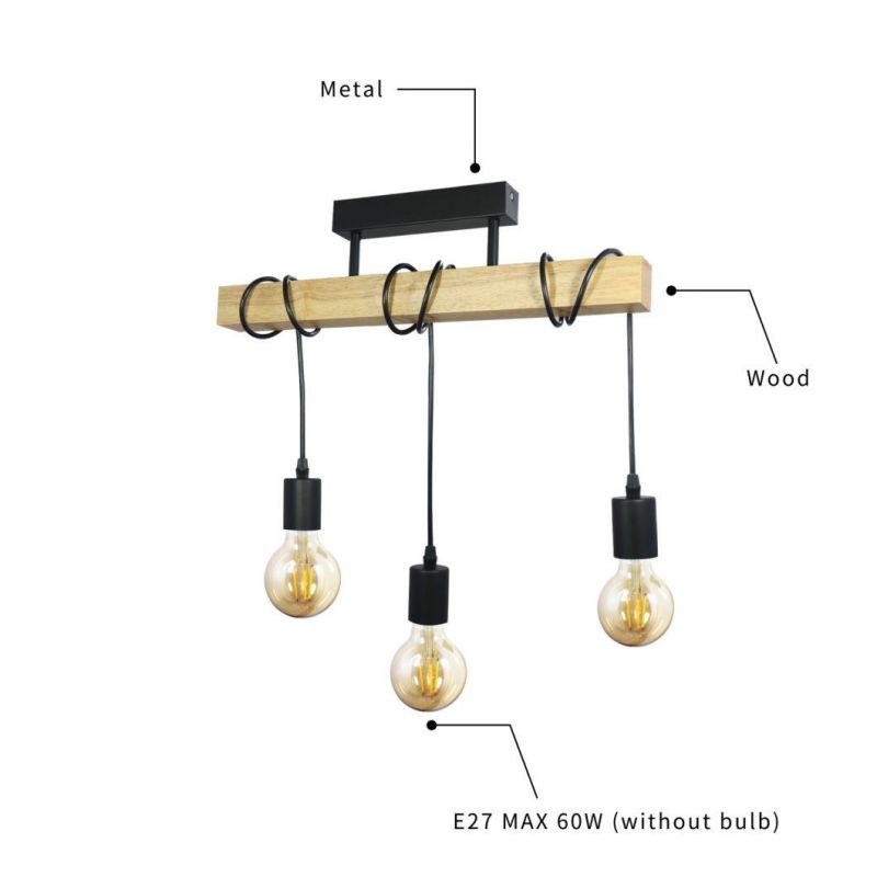 Modern Chandelier 3/4/6 Lights Wooden Ceiling Light Globe Pendant Light Fixture for Indoor Living Room Cafe