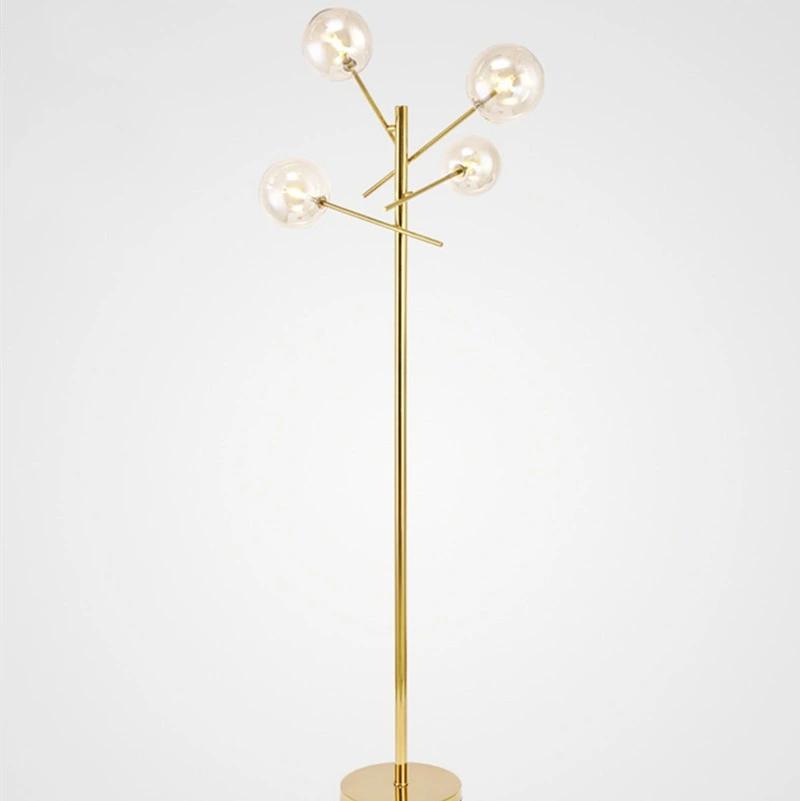 Modern Floor Lamp G4 Amber Glass Floor Lamps Standing Light Glass Shade Metal Base Standing Lamp (WH-MFL-71)