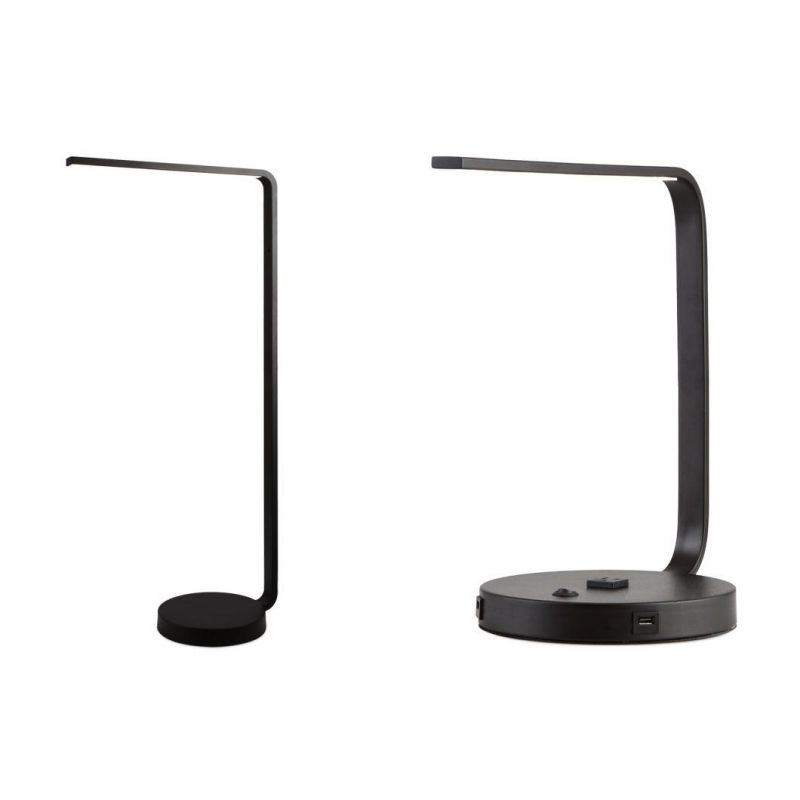 Modern Desk Lamp and Floor Lamp Decorative Hotel Portable Bedroom Reading Lamps with USB & Outlet Black Lamp