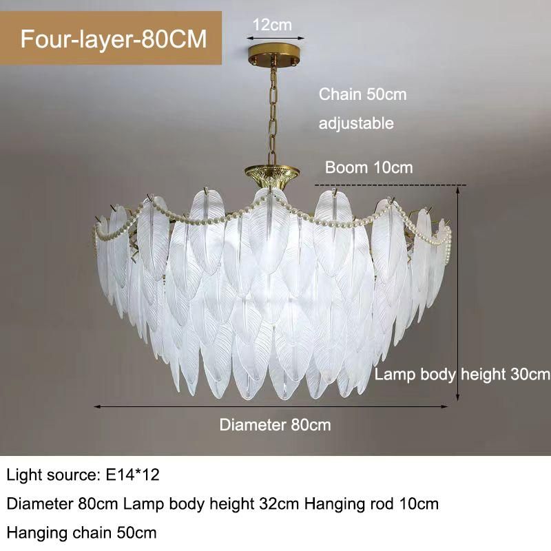 European Light Luxury Feather Glass Chandelier Hotel Restaurant Living Room Decoration Chandelier