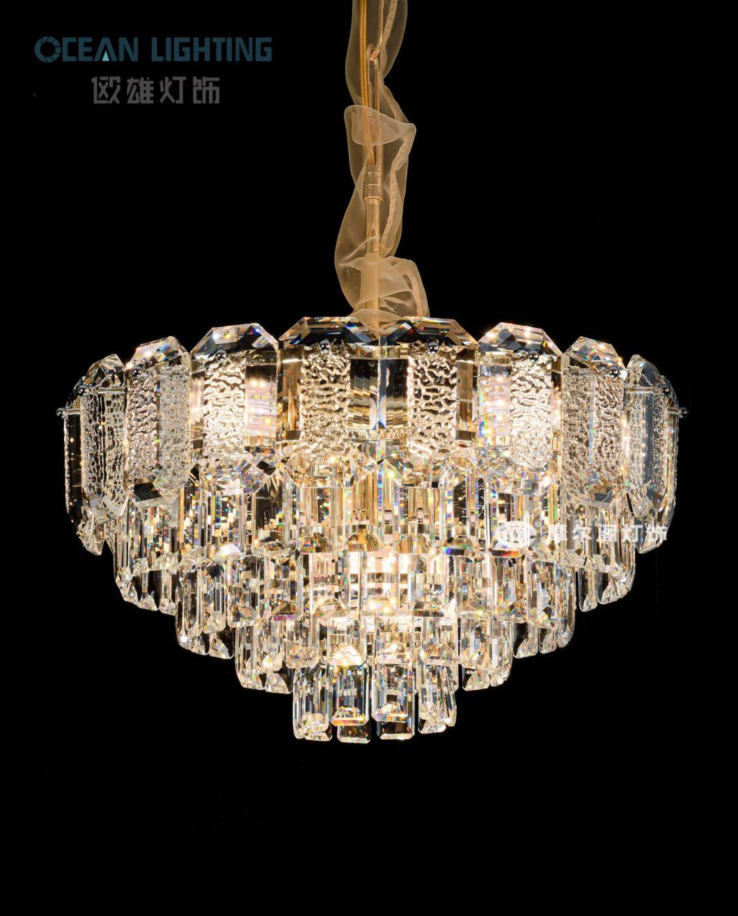 Room Modern Metal Living Bedroom Ceiling Clear Crystal Pendant Lamp Luxury Chandelier