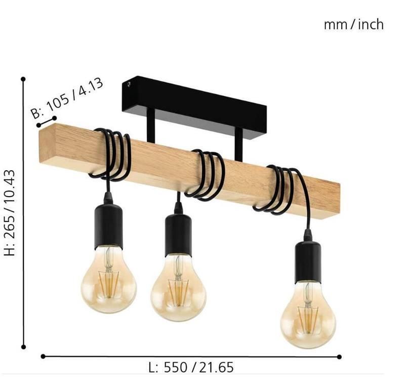LED Indoor Simple Retro Industrial Style Solid Wood Dining Room Lamp Chandelier