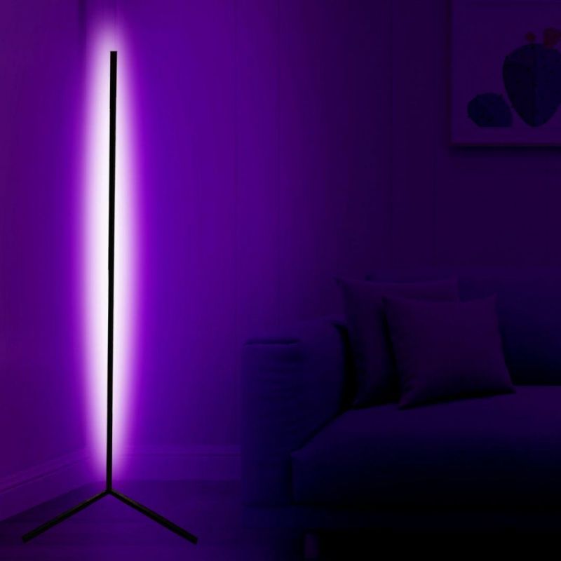 Corner Floor Lamp - RGB Color Changing Mood Lighting, Dimmable LED Modern Floor Lamp with Remote, 56" Metal Standing Lamp