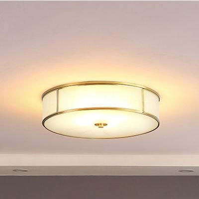 Round Copper Glass Lampshade Ceiling Light Warm Bedroom Lamp Simple Study Light