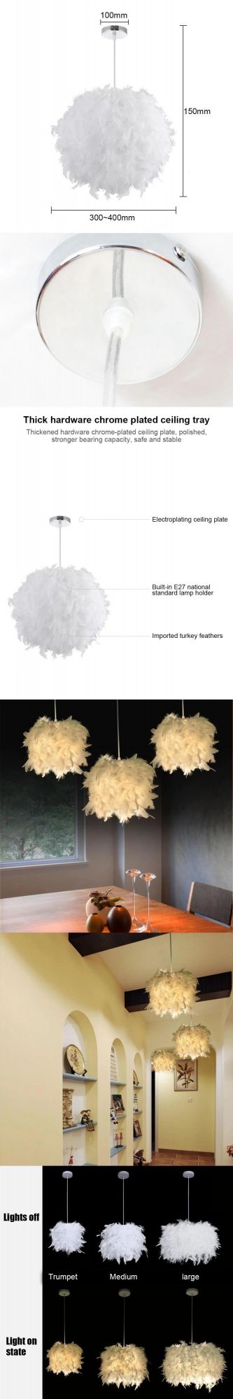 modern Feather Pendant Lamp E27 Lamp Holder Fairy Hanging Lamp Goose Feather Bedroom Dining Room Loft Chandelier Ceiling Light