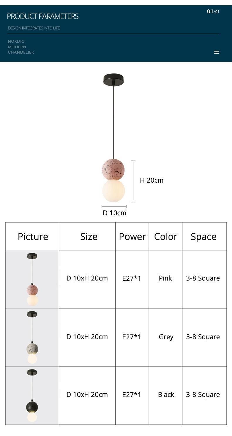 Simple Modern Resin Glass Ball Pendant Lights Industrial Bedroom Bedside Cafe Bar Lights (WH-AP-265)