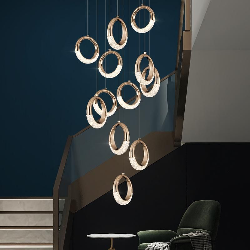 Round Lobby Chandelier Crystal Chandelier Living Room Light Pendant Lamp