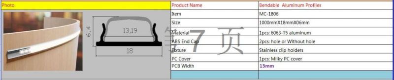 Small Size Bendable Rectangular Aluminum LED Profiles by Hand