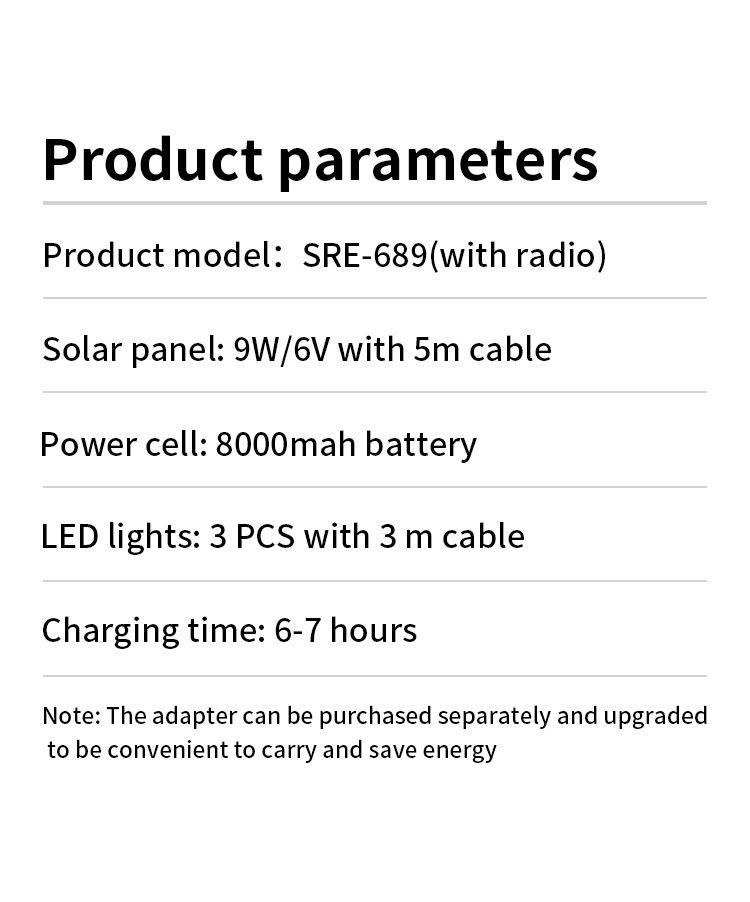 9W Solar panel OEM Order Available Reading LED Pendant Light Solar Min. Power System of Lighting FM Radio Solar Speaker Solar Light