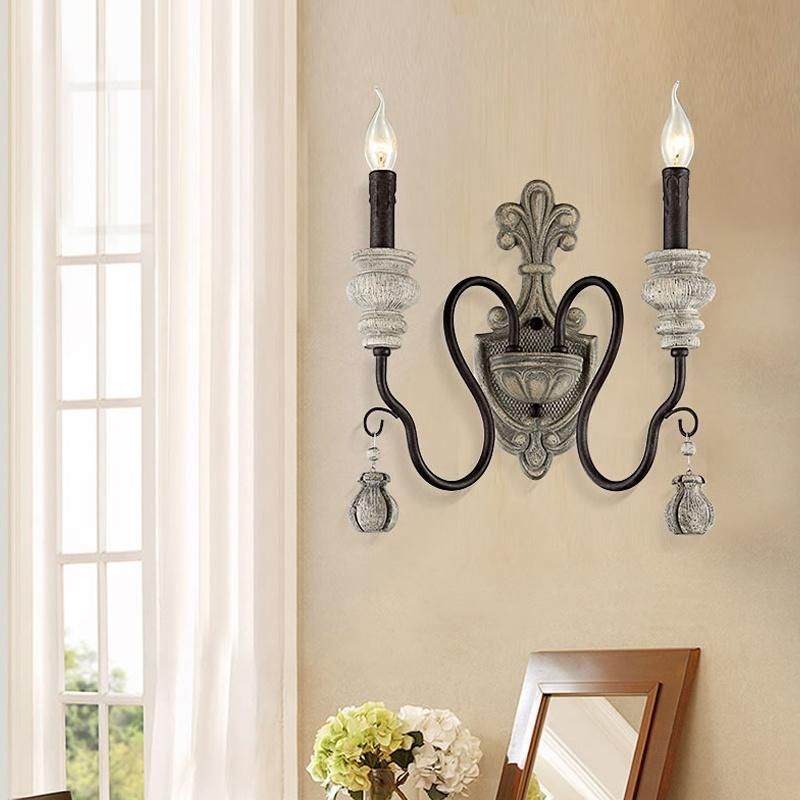 Vintage Wall Lamp Wood Iron Wall Light Bedroom Bedside Living Room Loft Wall Light (WH-OR-58)
