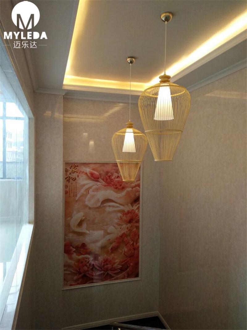 Bamboo Lantern Wood Decoration Hanging Light Fixture Chandelier
