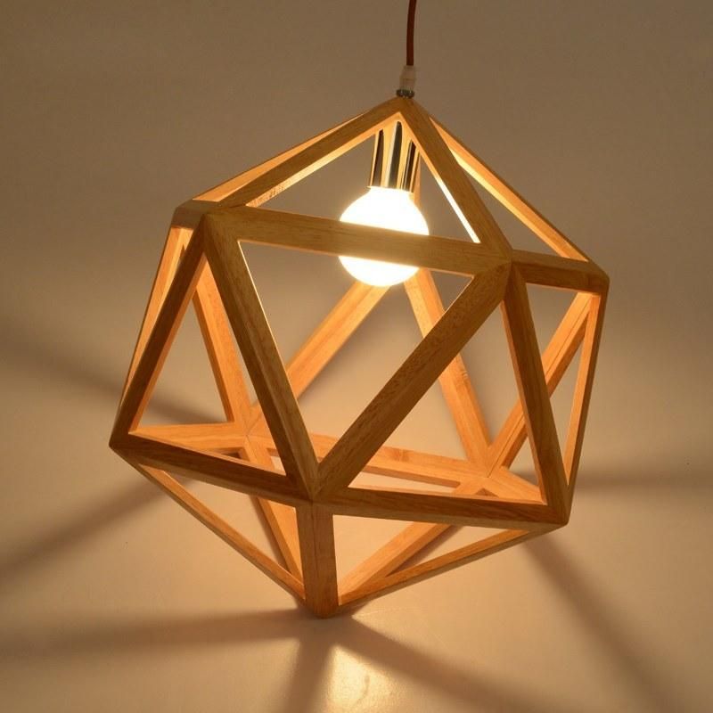 Triangle Rectangle Wood Pendant Hanging Lights for Indoor Home Kitchen Dining Room (WH-WP-14)