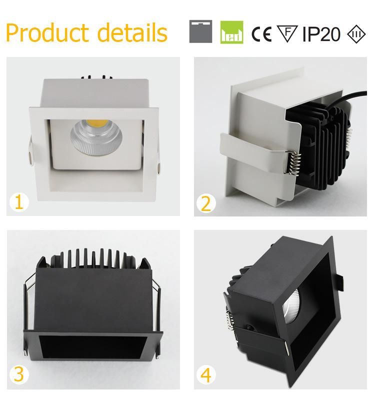 CE RoHS Certification CRI90 10W 15W Dimmable Square COB LED Spot Downlight