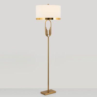 Modern Metal Electroplate Organ Style LED E27 Fabric Lampshade Decorative Floor Lamp for Living Room