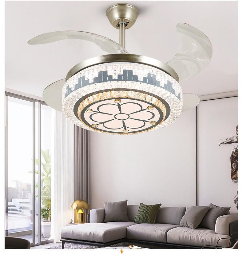 3 Color Remote Control LED European Style Ceiling Fan Light