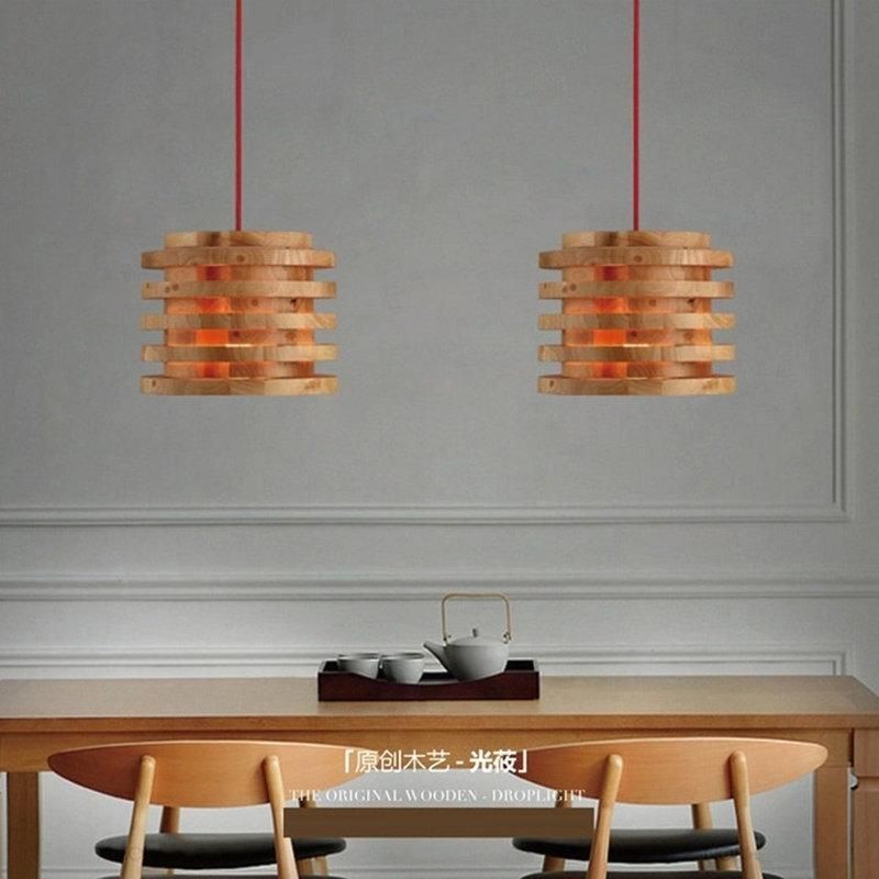 Creative Wood Pendant Light Indoor Dining Room Foyer Home Adornment Pendant Light (WH-WP-44)