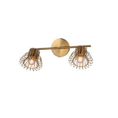 Two Lite E27 Bronze Metal Wire Cage Wall Lamp