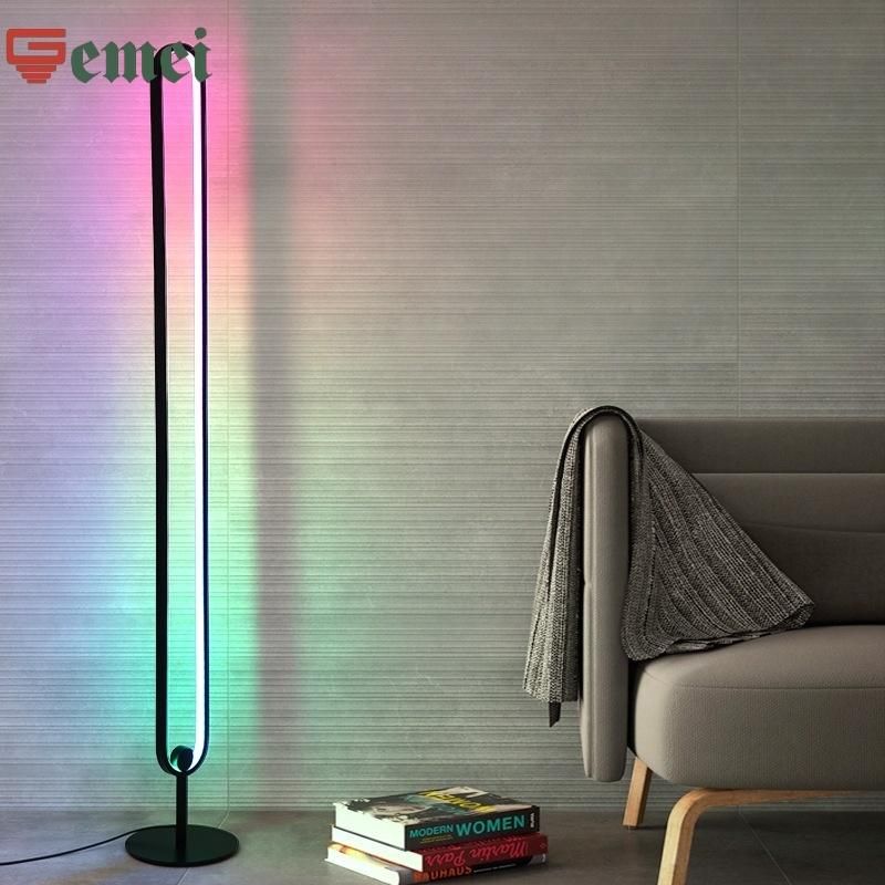 Light Luxury All-Aluminum Living Room Bedroom Bedside Sofa Vertical U-Shaped Floor Lamp
