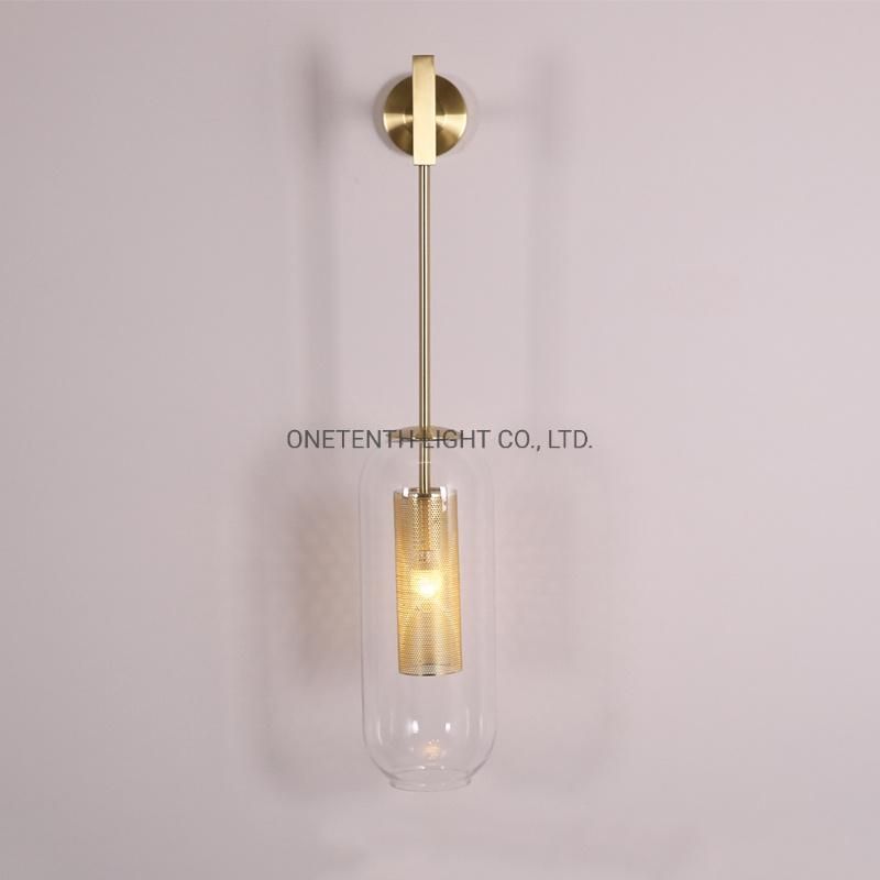 Clear Glass Shade and Metal Wall Plate Wall Lamp