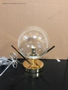 Mini Table Lamp in Chrome Gold Finish with Glass Lamp Shade