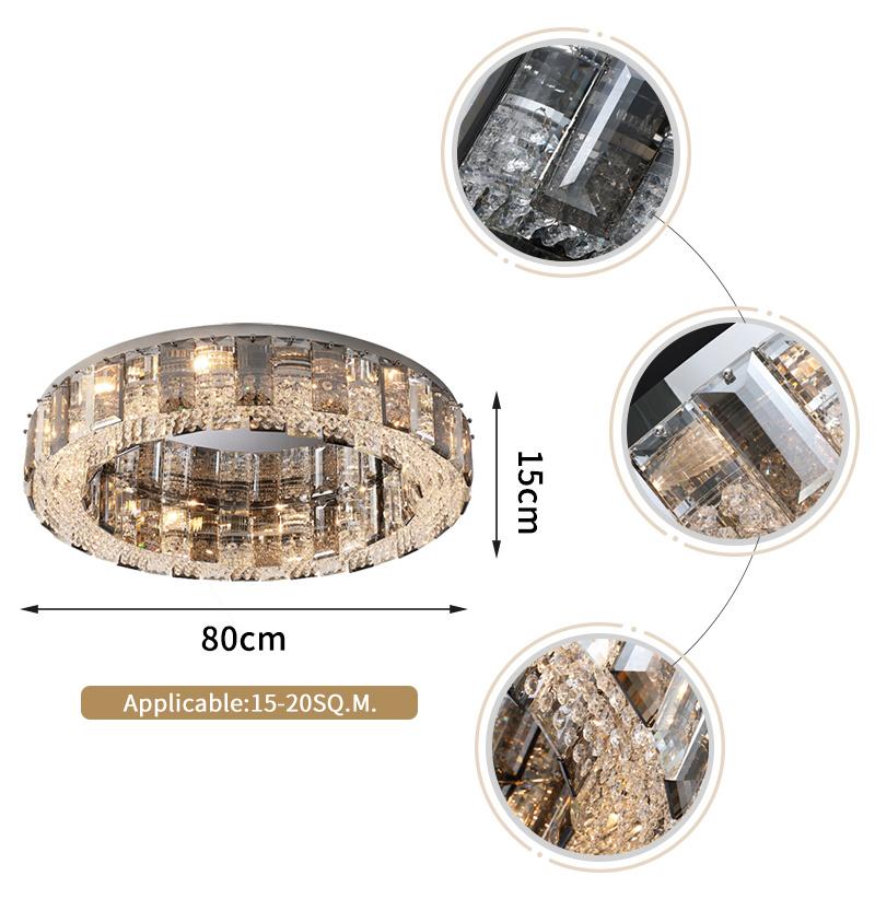 Modern Ceiling Lights for Bedroom Smoke Gray Crystal Indoor Lighting (WH-CA-56)