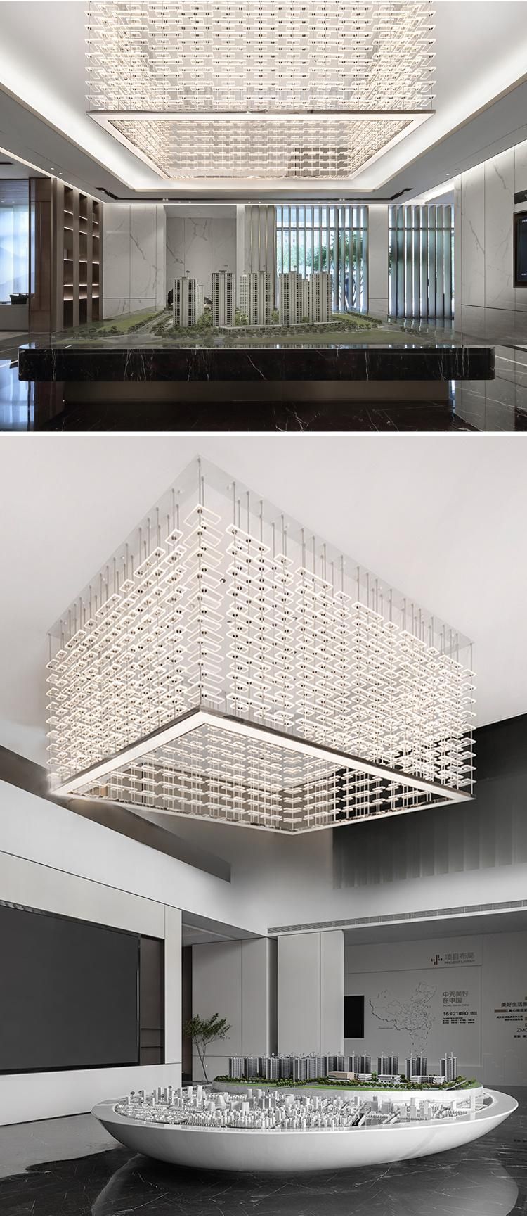 Large-Scale Project Custom Hotel Villa Lobby Stainless Steel LED Chandelier