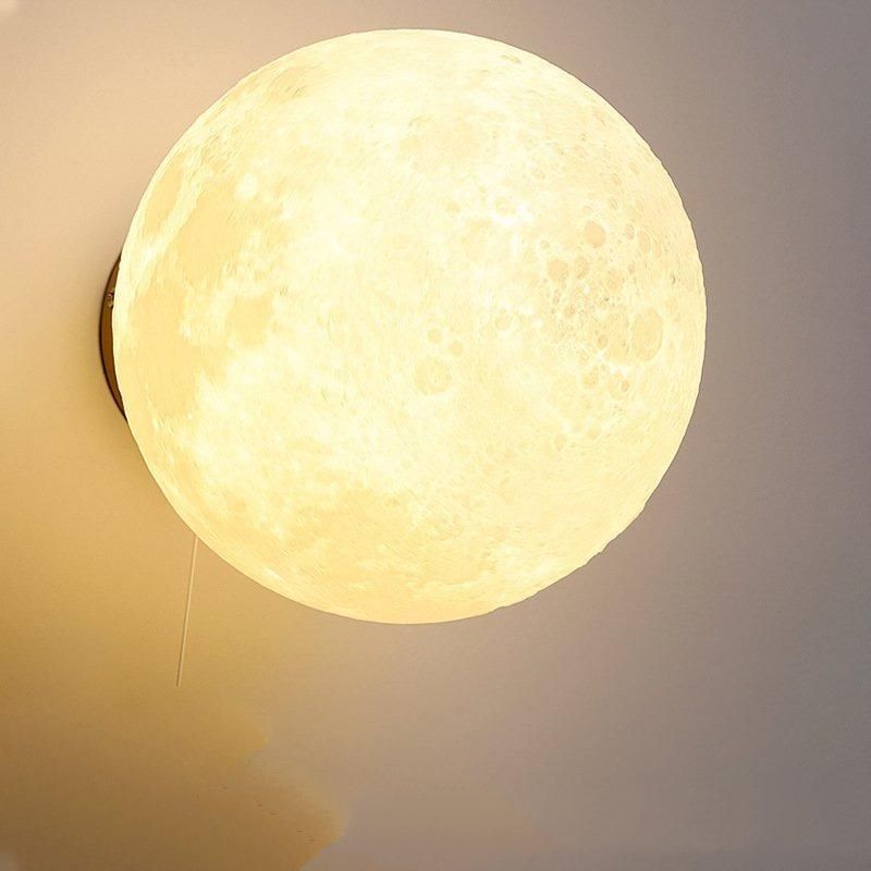 Children′s Room Moon Wall Lamps Modern Simple Creative Astronaut Cartoon Wall Lights Bedroom Bedside Background Wall Decor Lamp
