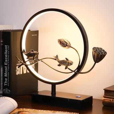 Chinese Japanese Style Fish Design Vintage Table Lamp Desk Lamp