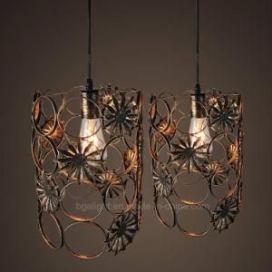 E27 Vintage Color Flower Pattern Iron Cage Hanging Pendant Lamp for Restaurant, Living Room