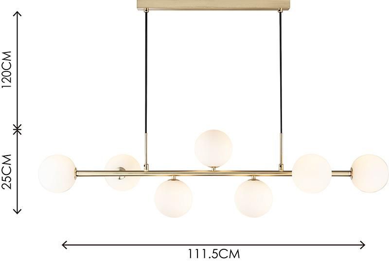 LED Modern Chandelier with Globe Sputnik Pendant Light Frosted Adjustable Hanging Ceiling for Dining Room Living (Opal Glass & Matt Brass) Gold Pendant Light