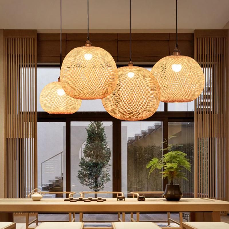 Chinese Bamboo Ball Pendant Lights Weaving Living Room Decoration Rattan Hanging Lamp (WH-WP-29)