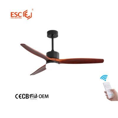 Hot Sale Remote Wall Control Solid Wood Blades 3 Fan Speed LED Ceiling Light with Fan