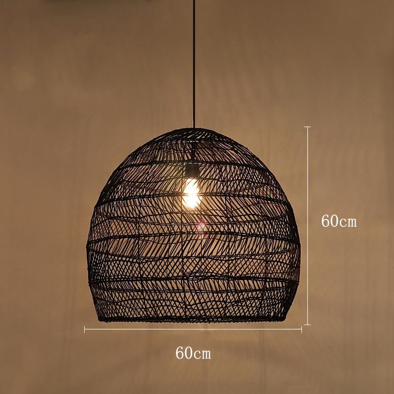 Handmake Rattan Lamp Vintage Hanging Lamps Loft Living Room Dining Room Wicker Ceiling Light (WH-WP-21)